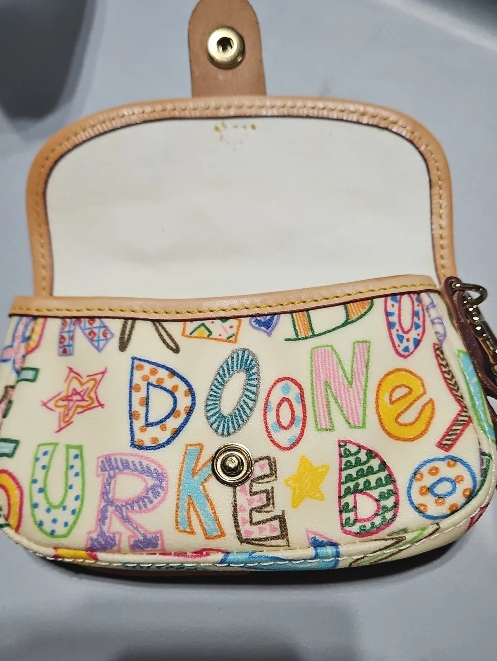 Multicolor Dooney Print Wristlet Pouch - Cream